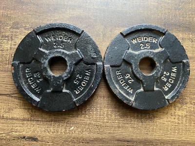 2 - Weider 1" Weight Plates 2.5 Pounds Each Total 5 Pounds Barbell - Image 1 of 4
