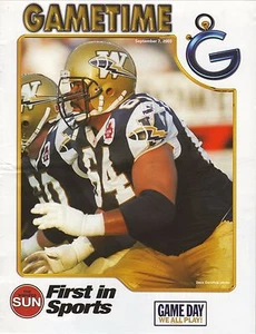 Folleto de la lista Gametime de Winnipeg Blue Bombers 2003 contra Toronto Argonauts CFL - Imagen 1 de 1