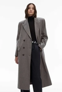 WITCHERY Dove Grey Wool Blend Double-Breasted Blazer Coat Size 12 RRp $449.95 - Picture 1 of 6