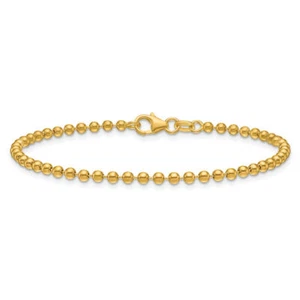 14K Solid Yellow Gold 2.5mm Ball Chain Bracelet - Picture 1 of 27