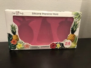 Silicone Popsicle Molds 2 Pineapple 2 Watermelon 2 Strawberry With Sticks - Picture 1 of 4