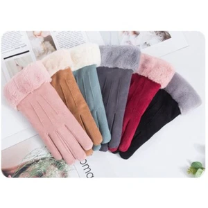 Women Ladies Winter Gloves Touch Screen Fleece Suede Warm Soft Fur Lined Thermal - Picture 1 of 18