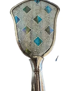 Cepillo tocador vintage patrón diamante/oro azul LEER - Imagen 1 de 10