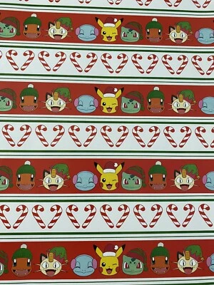 POKEMON Christmas Wrapping Paper EXTRA LARGE 60 Sq Ft PIKACHU CHARMANDER - Image 1 of 4