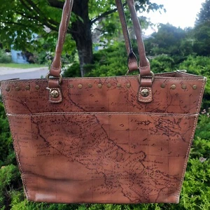 Patricia Nash Handtasche Beuteltasche Leder Handtasche Signature Map Collection 14"x10"x3,5" - Bild 1 von 11