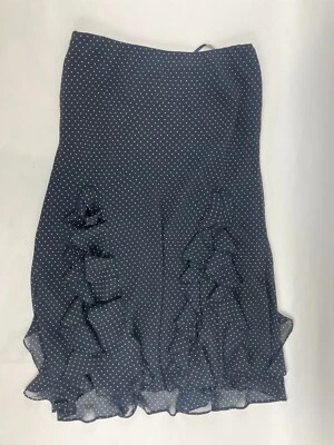 Chaps Est. Falda midi 1978 para mujer talla mediana azul marino oscuro lunares con volantes Foto 1 de 4