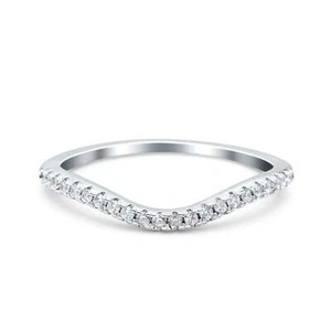 Kontur geschwungener Halb Eternity Band runder Ring CZ 925 Sterling Silber 4 mm - Bild 1 von 18