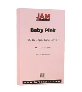 JAM Paper 80 lb. Cardstock Paper 8.5" x 14" Baby Pink 50 Sheets/Pack (76329459)  - Picture 1 of 3