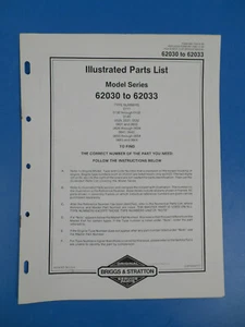 Lista de piezas ilustradas originales Briggs & Stratton serie modelo 62030 a 62033 - Imagen 1 de 1