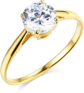 1.25 Ct Round Solitaire Engagement Wedding Promise Ring Solid 14K Yellow Gold - Picture 1 of 3