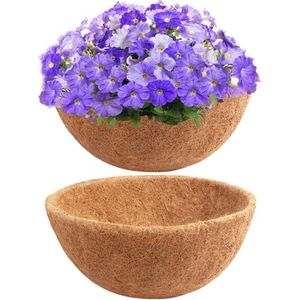 Set of 2 14 Inch Pre-Formed Round Coco Fiber Hanging Basket Liner,Coco Liner ... - Picture 1 of 8