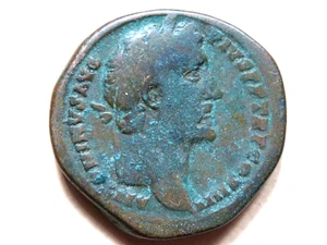 ANTONINUS PIUS. A.D.138-161, Sestertius.. Rev-Salus standing left.. F+/F - Picture 1 of 2