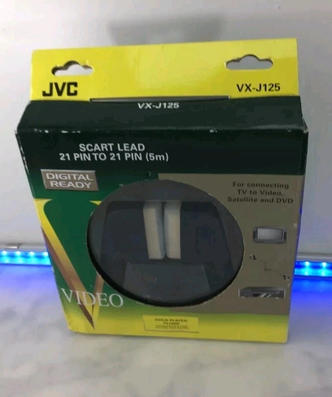 JVC Scart Cable 21 Pin Gold Scart Video Lead TV VCR DVD 5M Retro gaming CRT Nad - Image 1 of 2