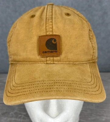 Gorra de Trabajo Carhartt Odessa Force Strapback EE. UU. Caqui Marrón Cuero Logo En muy buen estado Foto 1 de 4
