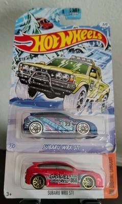 Hot Wheels Subaru WRX STI Lot of 2 - Red and Blue Hw Digital Circuit / Holiday Foto 1 de 4