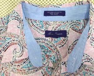 Alan Flusser XL Paisley Button-Up Shirt Pink Blue 100% Cotton Long-Sleeve Casual - Picture 1 of 20