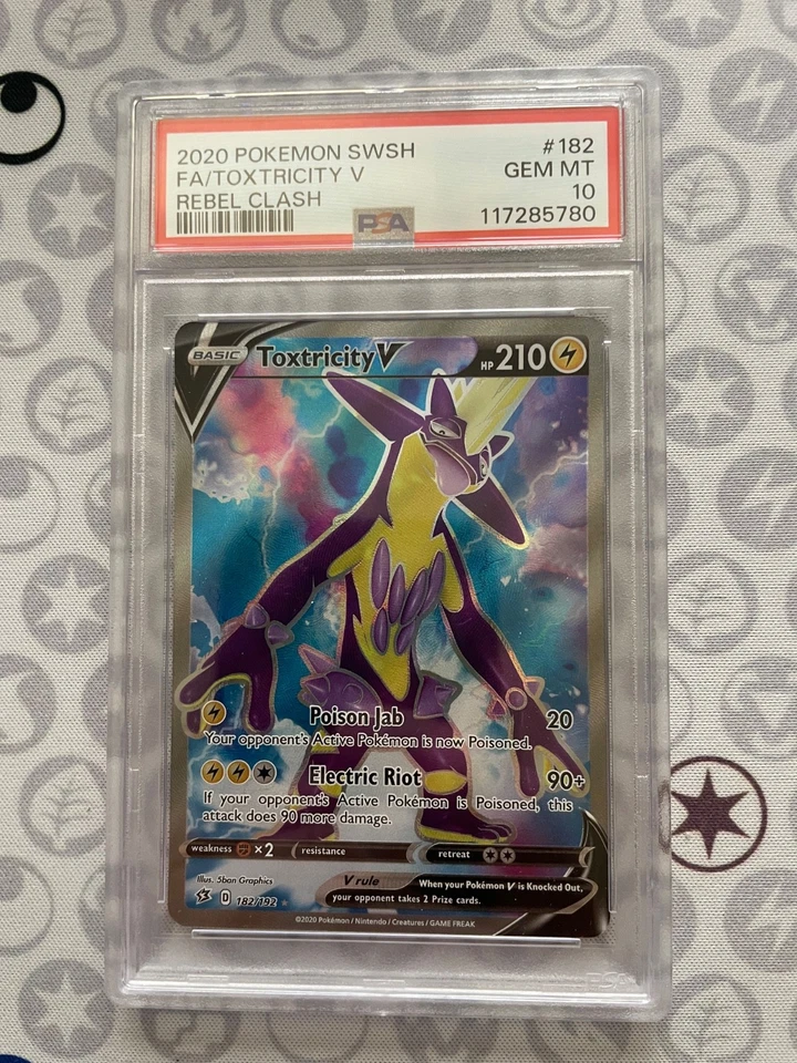 Pokemon Sword Shield SWSH Ultra FA Rebel Clash Toxtricity V 182 PSA 10 GEM MINT - Image 1 of 2