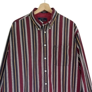 Vintage John Ashford Primary Red Blue Yellow Green Striped Button Down Shirt XLT - Picture 1 of 9