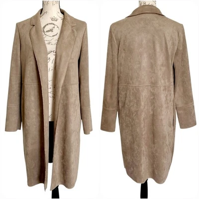 Gabardina Zara imitación gamuza talla S tostada frente abierto chaqueta manga larga boho occidental Foto 1 de 4