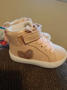 Carters Toddler Girls High Top Sneaker Sz 5T NIB Rose Gold Easy On/Off Glittery - Picture 1 of 7