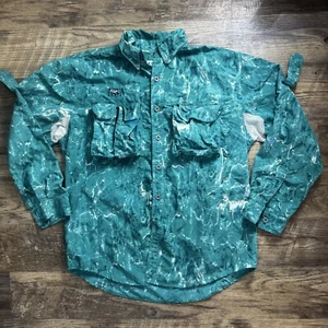 Vintage Fly Fishing Shirt Aqua Design Vented Men’s XL Extra Pockets Rare - Picture 1 of 6