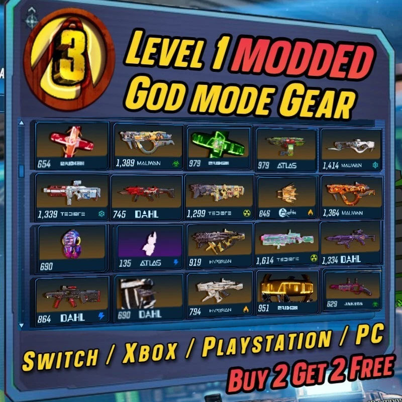 Borderlands 3 | LEVEL 1 MODDED GEAR ⭐️ Articoli GodMode (Switch | PC | Xbox | PS4/5) - Immagine 1 di 1