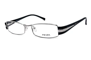 Prada VPR 60I 1BC-1O1 Crystal Silver small size 50/16/135 Made Italy Eyeglasses - Picture 1 of 6