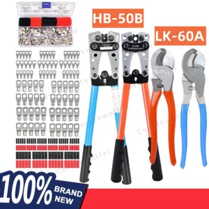 Heavy Duty Battery Cable Crimping Tool Wire Lug Crimper Terminal Copper Lugs Kit - Picture 1 of 24