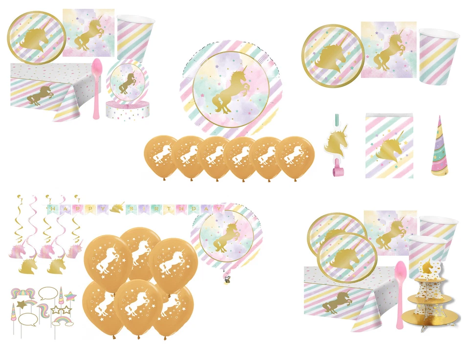 Unicorn Party Supplies - Unicorn Sparkle Guest Person Packs Tableware Loot   - Image 1 of 1