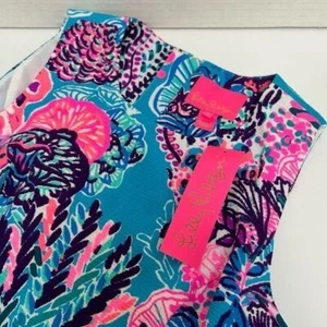 Vestido Lilly Pulitzer Nuevo con Etiquetas Mila Elástico Cambio Turquesa Oasis Snuba Duba Doo 0 - Imagen 1 de 6
