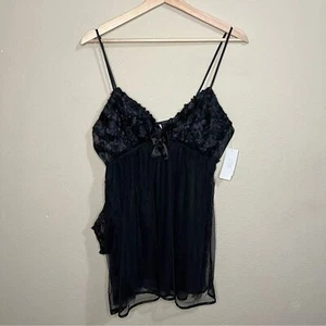 NWT Flora size large black sheer babydoll W/ underwear attached - Picture 1 of 8