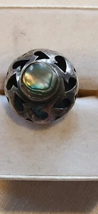 Vintage Sterling Silver Hecho en Mexico DAN signed Abalone ring Sz 6.5 - Picture 1 of 6