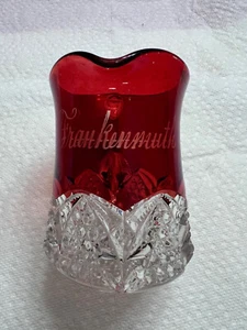Antique Ruby Red Flashed Glass Cream Pitcher Cranberry Frankenmuth Michigan - Picture 1 of 8