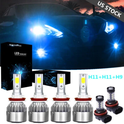 For Nissan Altima Sedan 2007-2019 Car LED Headlights 6 Bulbs H11 Kit + Fog Light Foto 1 de 4