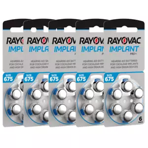 30 cells x Rayovac 675 Size Hearing aid batteries Cochlear Implant MF P675 PR44 - Picture 1 of 2