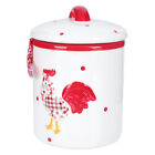 Kolorowe ceramiczne kanistry - wzór kurczaka z czerwonym kwiatem - słoiki na przyprawy herbaty kawy