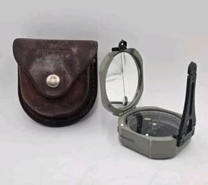 BRUNTON Company Pocket TRANSIT Compass w/Leather Case Original Vintage - Picture 1 of 20
