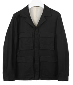 SUITSUPPLY Vasto Jacket Men's UK 38 Snap Button Linen Notch Lapel Black - Picture 1 of 12