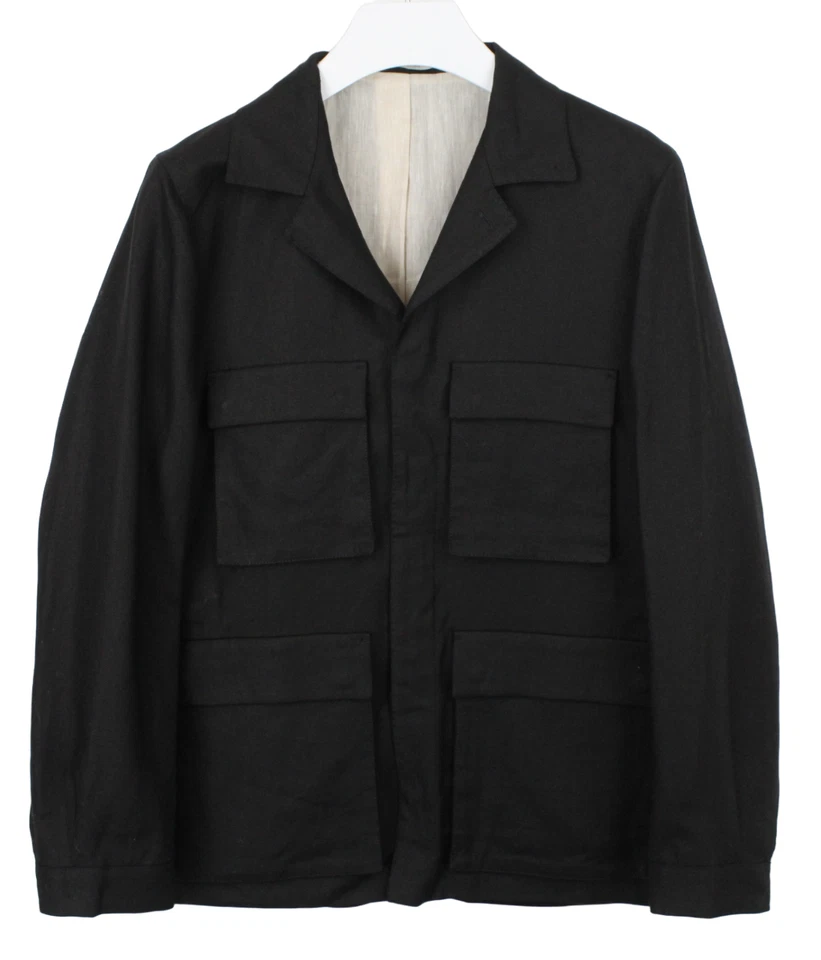 SUITSUPPLY Vasto Jacket Men's UK 38 Snap Button Linen Notch Lapel Black - Image 1 of 4