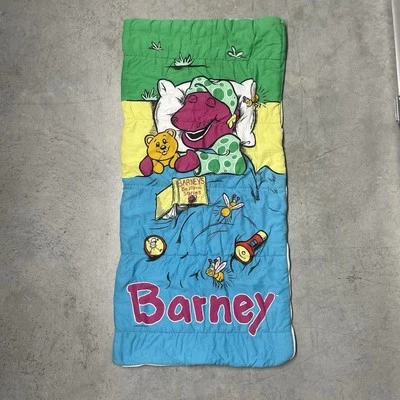 Saco de dormir retro para niños Barney Bedtime Stories 1992 de colección años 90 dinosaurio Foto 1 de 4