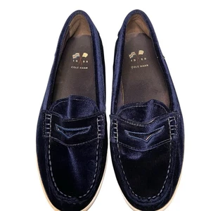Cole Haan Nantucket Samt Halbschuhe Damen 7,5 marineblau Küste adrette Slipper - Bild 1 von 9