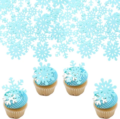 60 peças enfeite de cupcake floco de neve comestível papel bolacha comestível tema inverno congelado Sn - Imagem 1 de 4