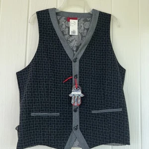 Luchiano Visconti Black /Gray Knit 5 Button Vest Men Sz Large NEW WITH $84 TAGS - Picture 1 of 7