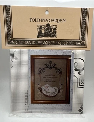 Told In A Garden Cross Stitch Pattern “Baby In A Basket” (Baby Announcement) - Image 1 of 2