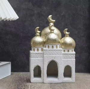 Elegante islamische Moschee Miniatur Ornament - Weiß & Gold Wohndeko Ramadan Eid - Bild 1 von 3
