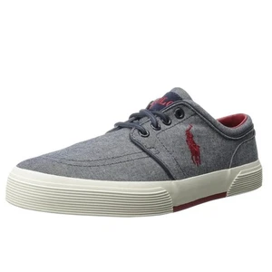 Polo Ralph Lauren Faxton Low Men's Casual Sneakers Chambray Red Pony Logo 10.5D - Picture 1 of 10