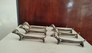 Sechs Messerbänkchen Dackel Vintage Mid Century versilbert - Bild 1 von 3