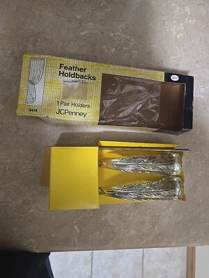 Винтажная драпировочная занавеска JC Penney 1950-е Hollywood Regency перо - Изображение 1 из 4