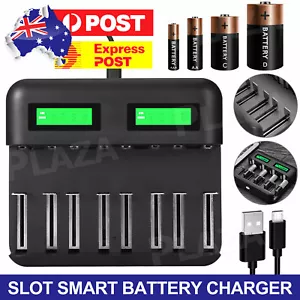 8 Slot Smart Battery Charger LED Display for AA/AAA/C/D Rechargeable Batteries - Picture 1 of 11