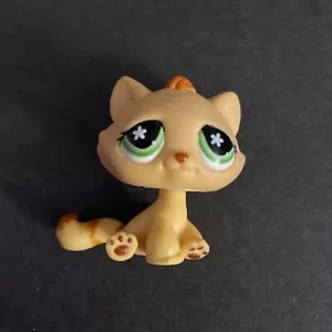 Littlest Pet Shop #747 braun beige Tabby Katze grüne Augen Blume - Bild 1 von 5